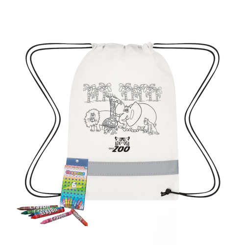 Lil' Bit Reflective Coloring Drawstring Bag & Crayons Lil' Bit Reflective Coloring Drawstring Bag & Crayons