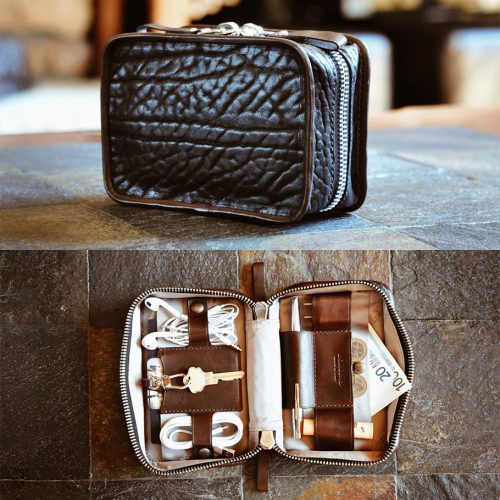 Handmade Buffalo Leather Carryall Tech Kit Handmade Buffalo Leather Carryall Tech Kit