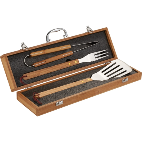 Grill Master 3pc Bamboo BBQ Set Grill Master 3pc Bamboo BBQ Set