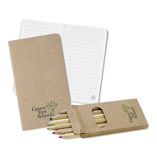 Eco Mini Notebook & 6-Color Pencil Set Eco Mini Notebook & 6-Color Pencil Set