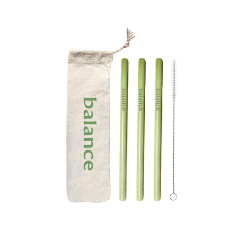 Green Bamboo Straw Set Green Bamboo Straw Set