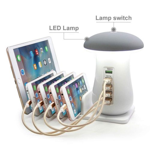 5 Ports USB Charging Station Mushroom Desk Lamp 5 Ports USB Charging Station Mushroom Desk Lamp