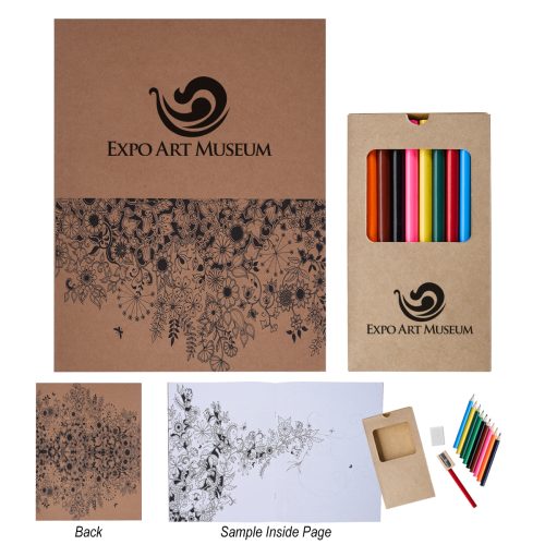 Adult Coloring Book + Colored Pencils Adult Coloring Book + Colored Pencils